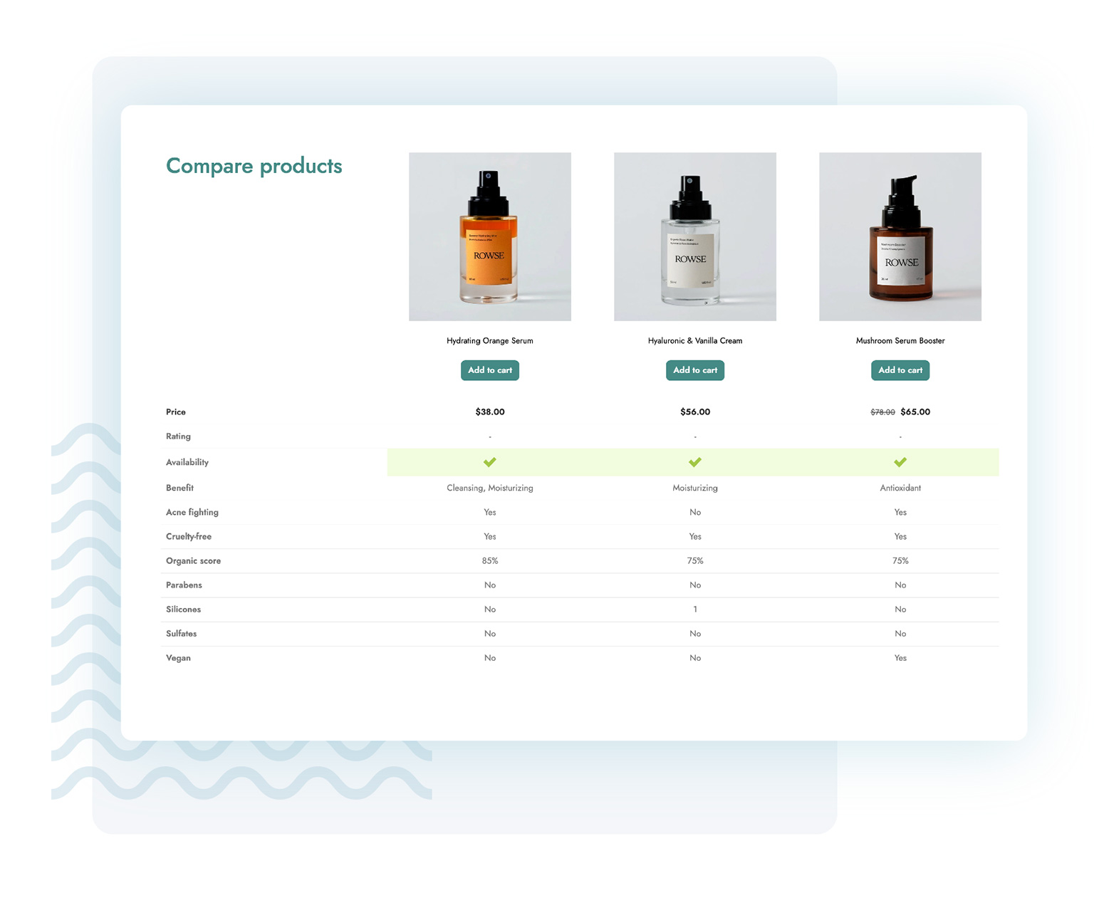 Compare WooCommerce products