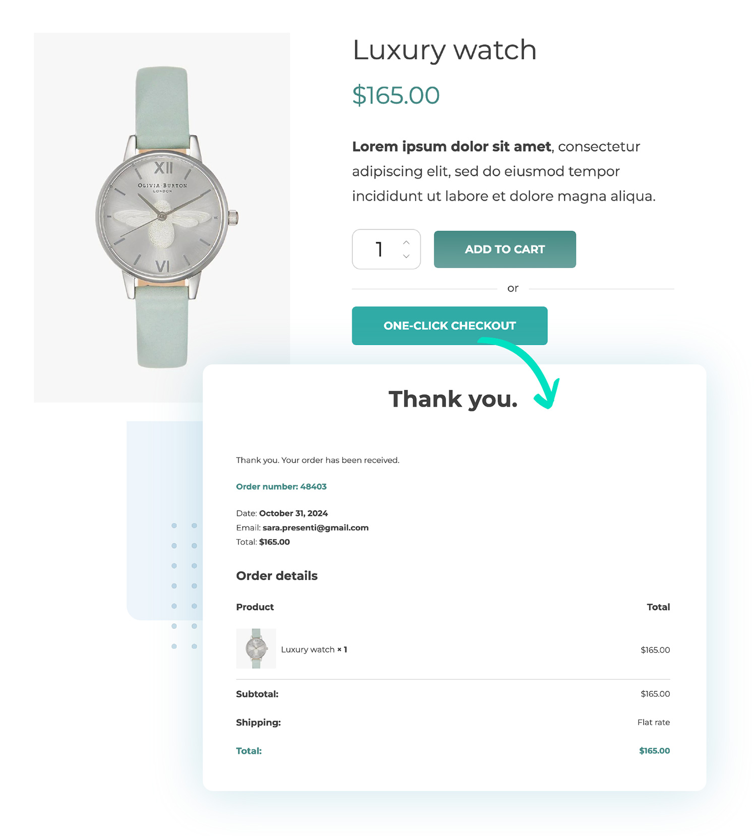 One-click checkout purchase
