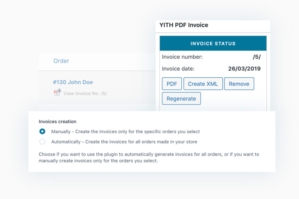Generate invoices manually or automatically