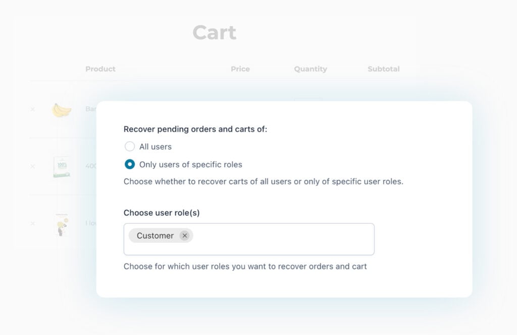 Recover carts by user roles