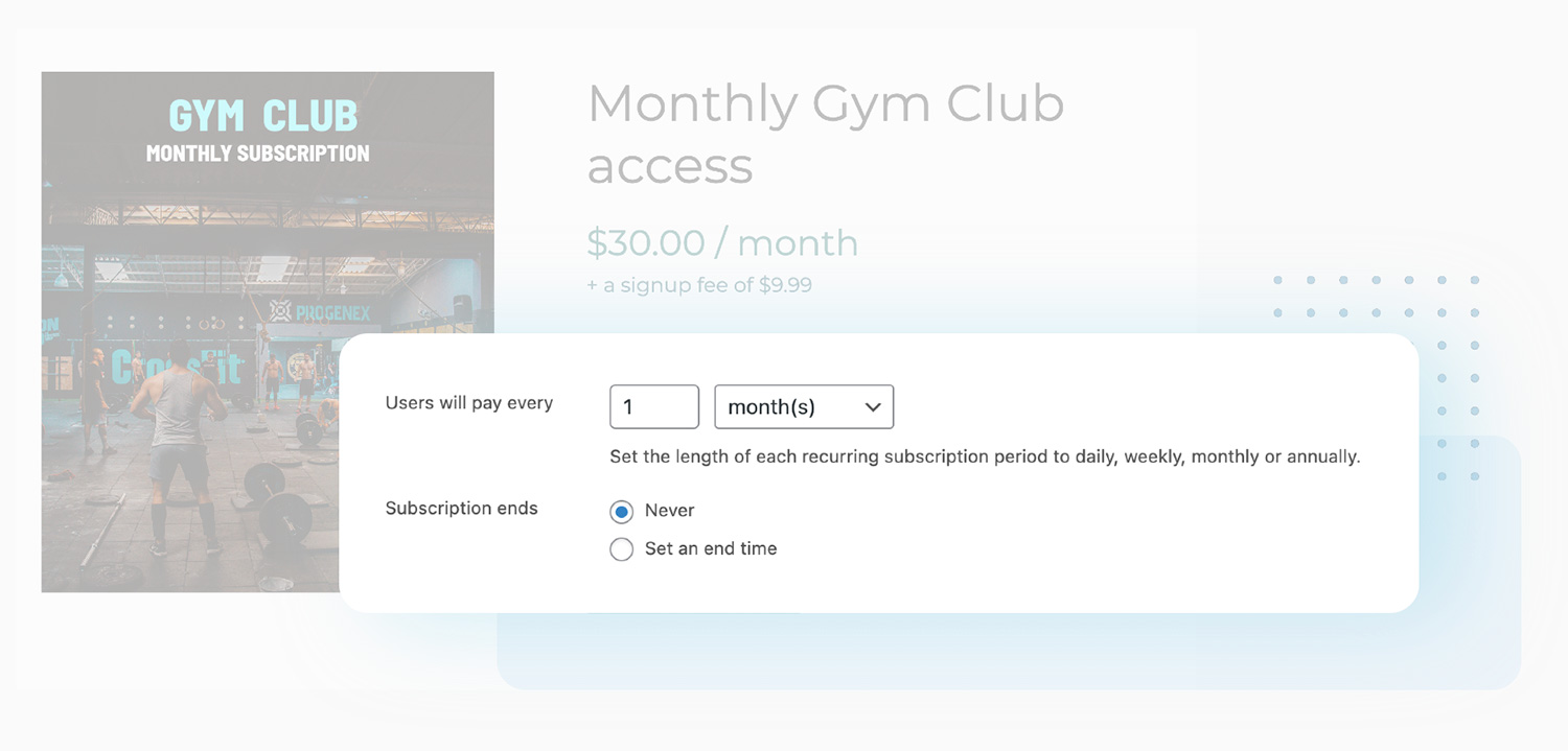 Create subscription product