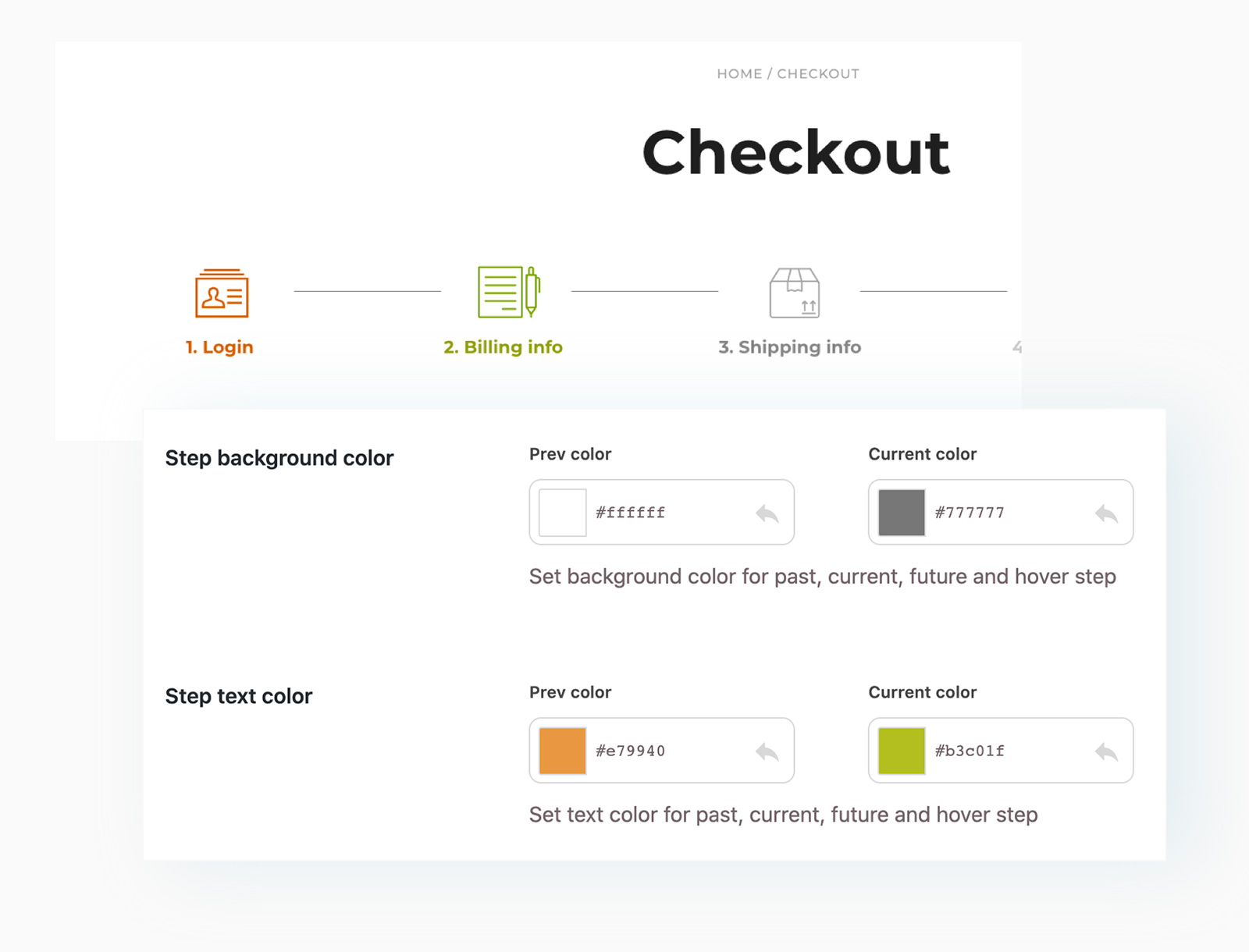 Multi Step Checkout Timeline colors