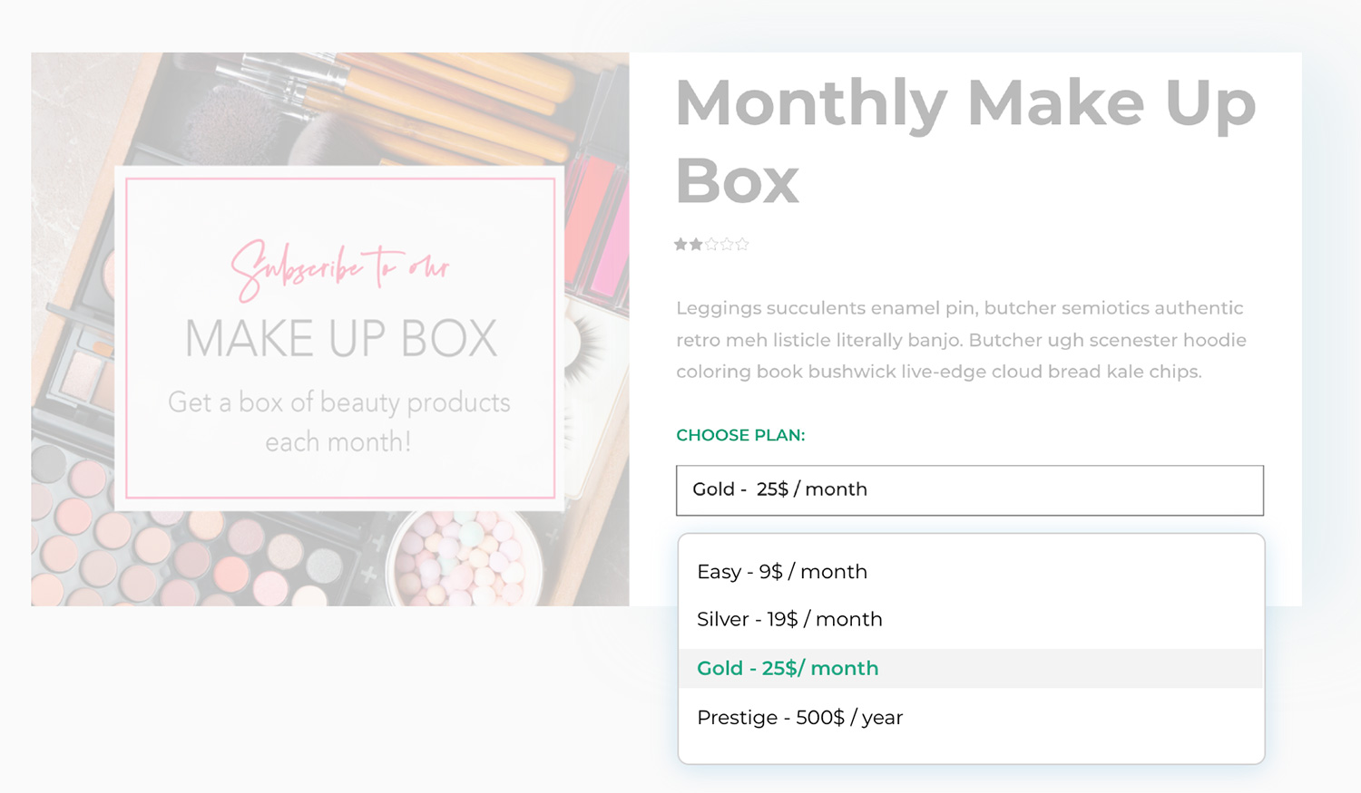 Choose subscription plan