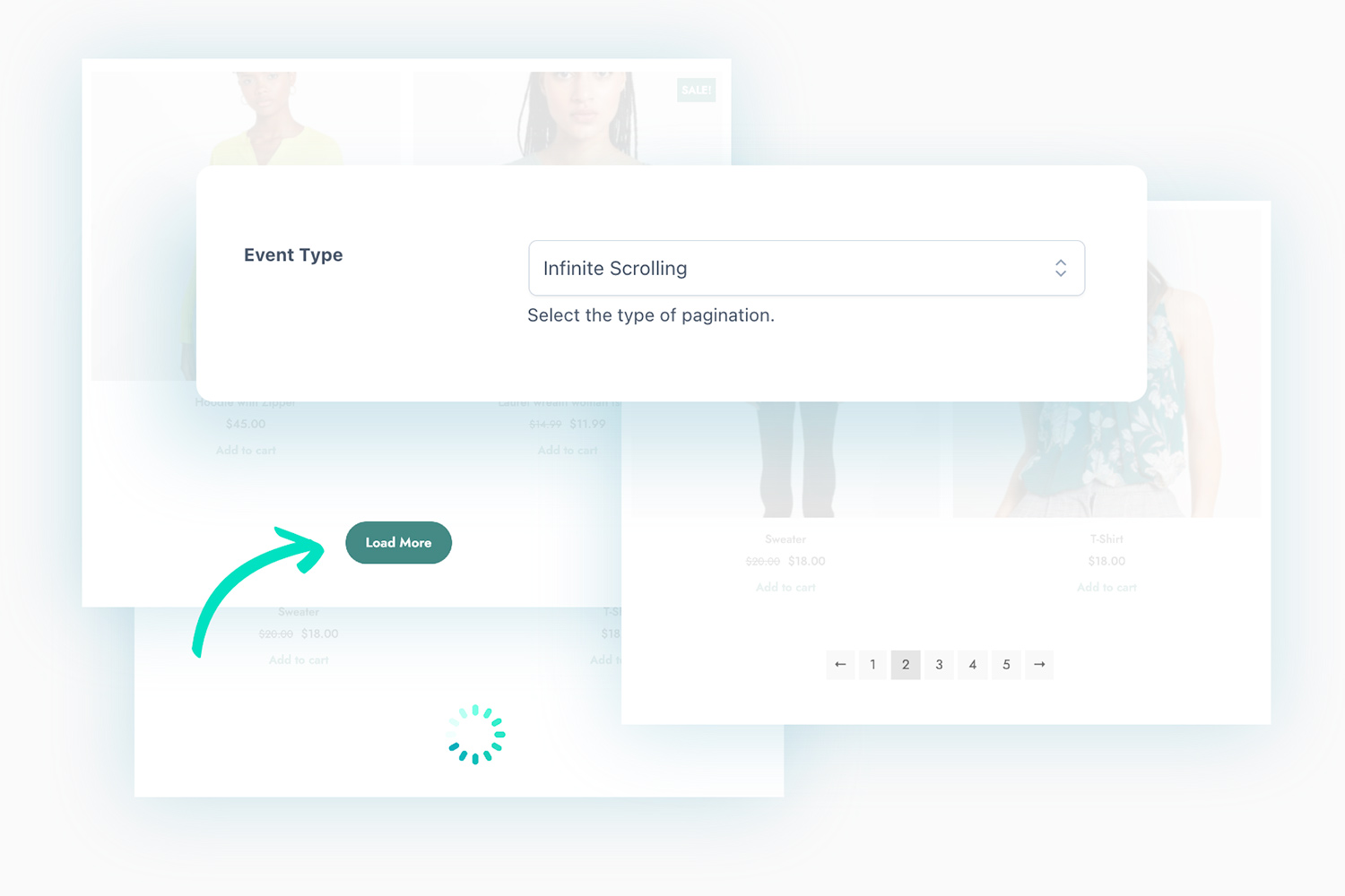 Infinite scrolling or load more button