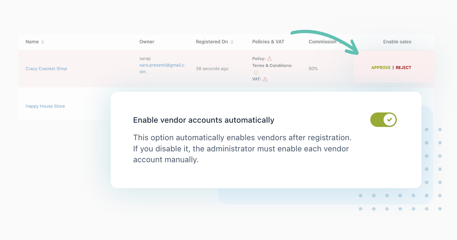Vendor accounts approval