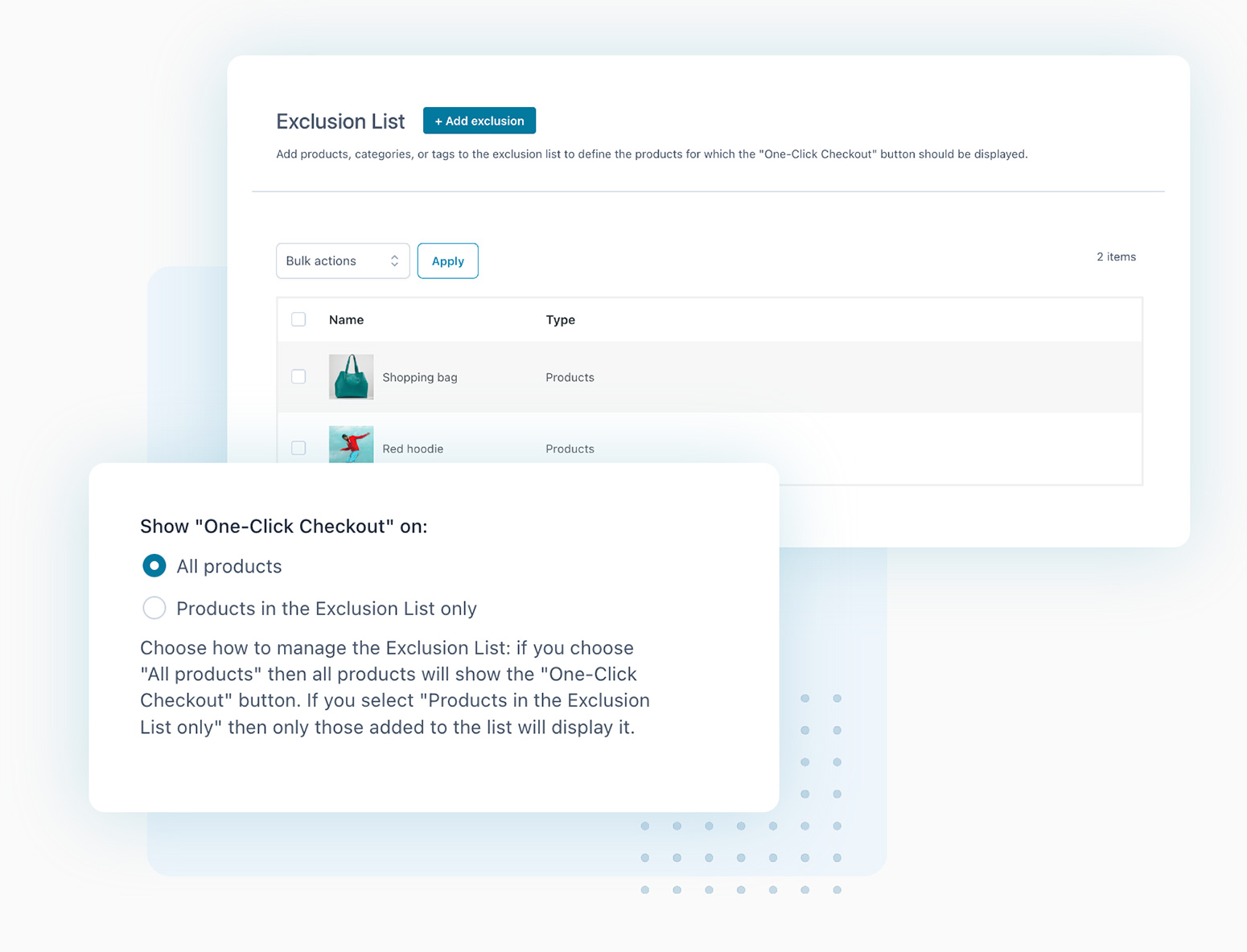 One-click checkout on products
