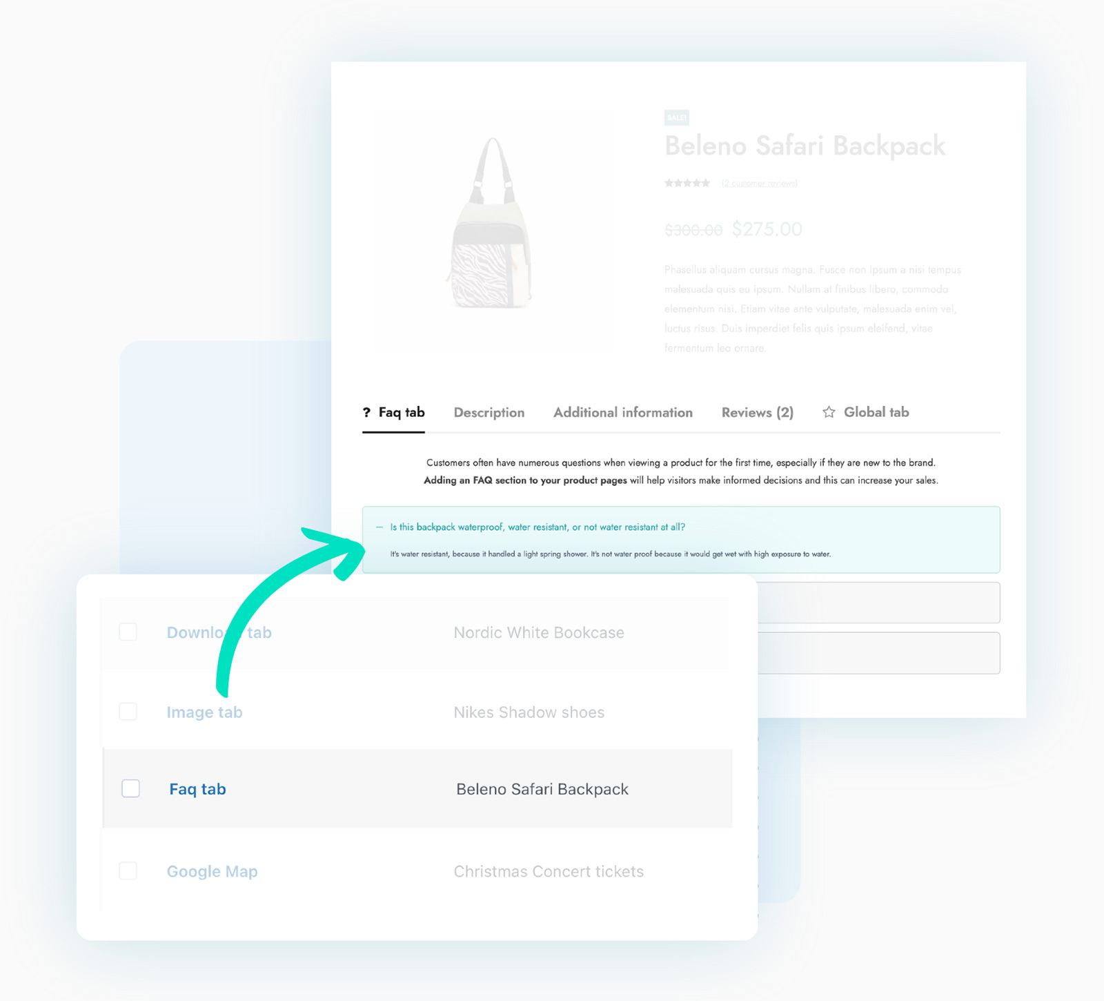 Create custom tabs for specific products