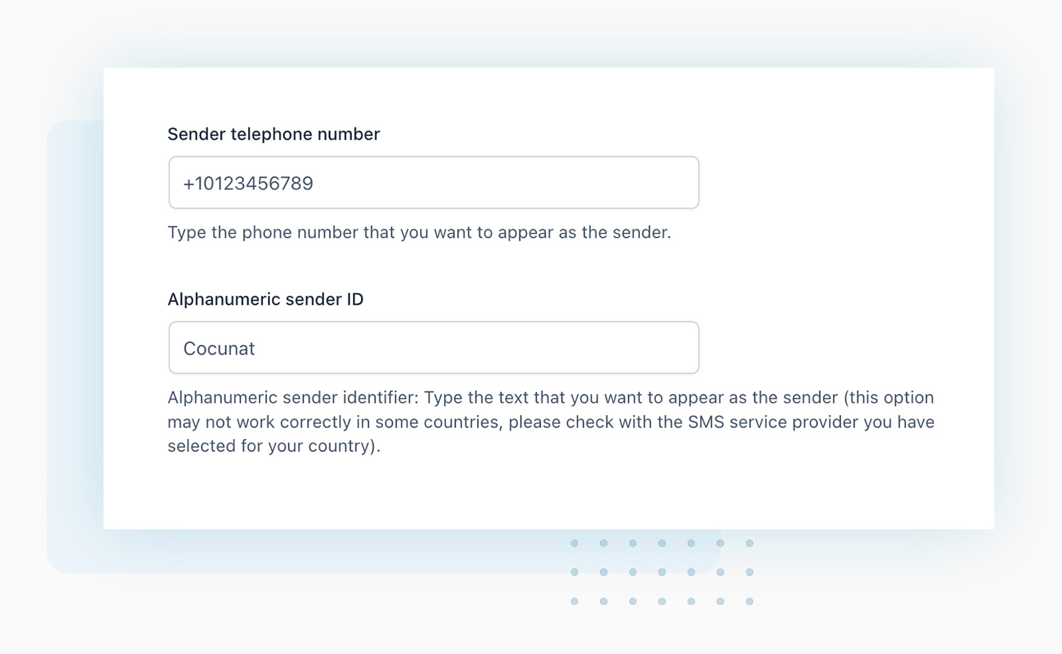 Sender's number and ID
