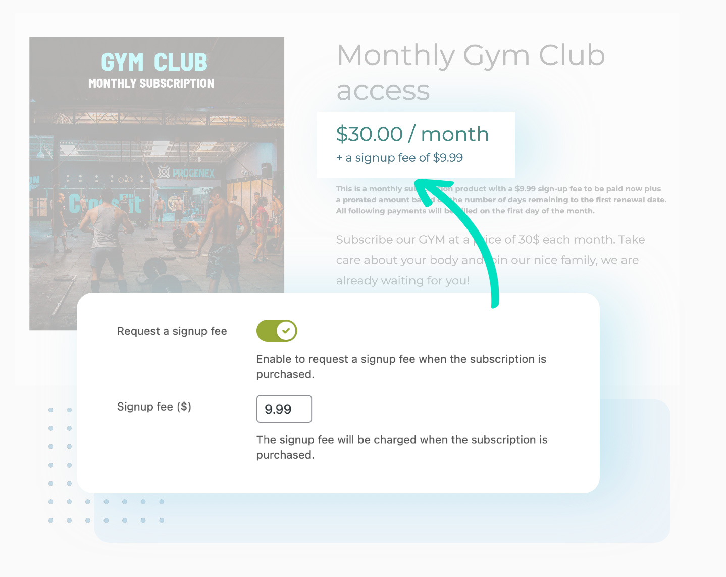 Subscription sign-up fee