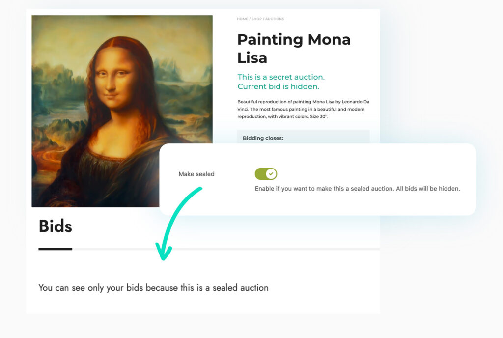 Sealed auction hidden bids