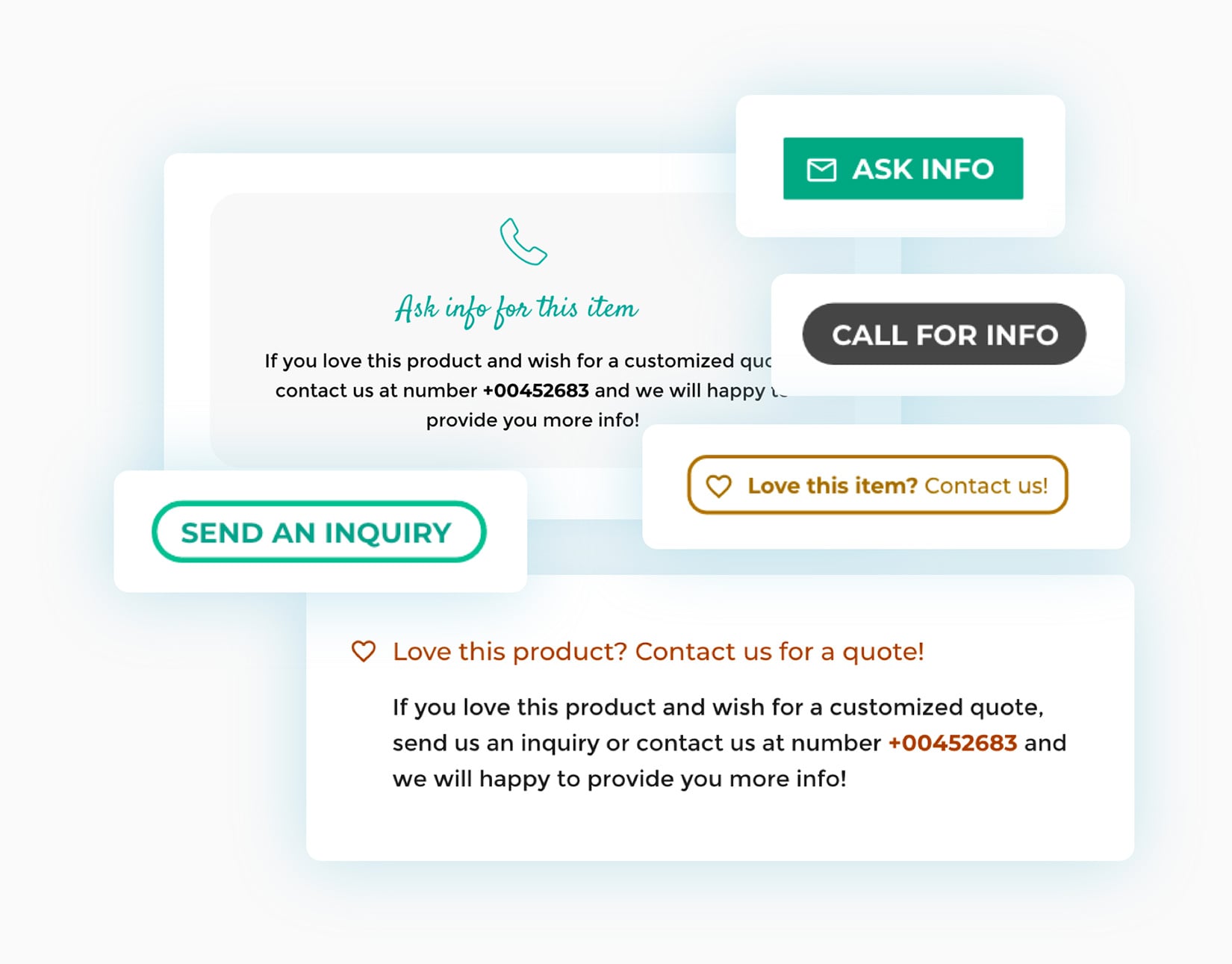 Ask for info button on products