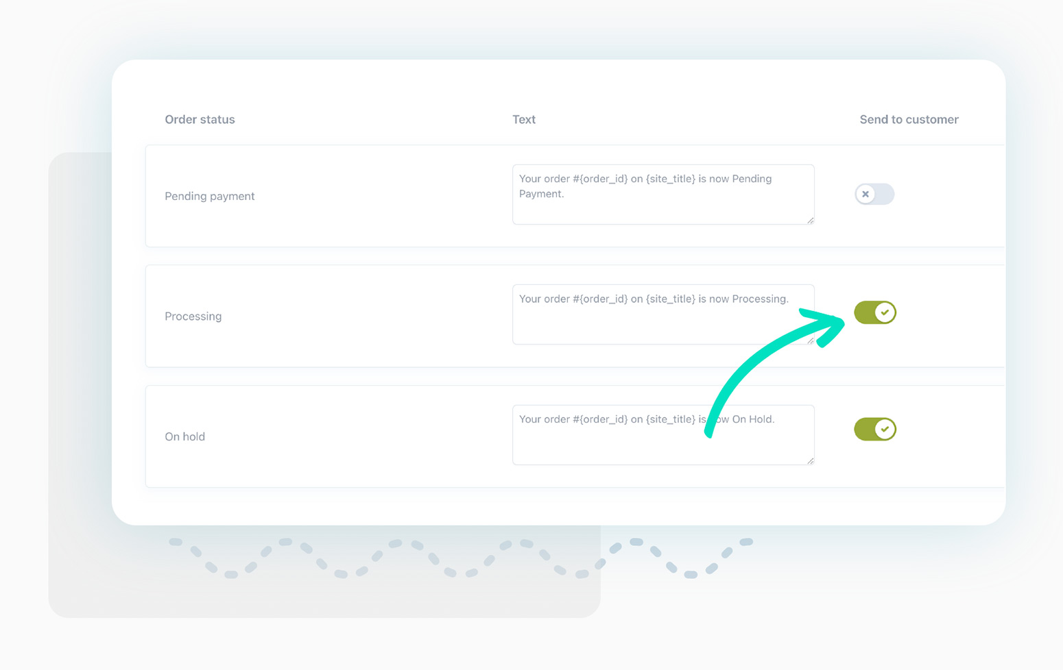 Choose the order status to send SMS
