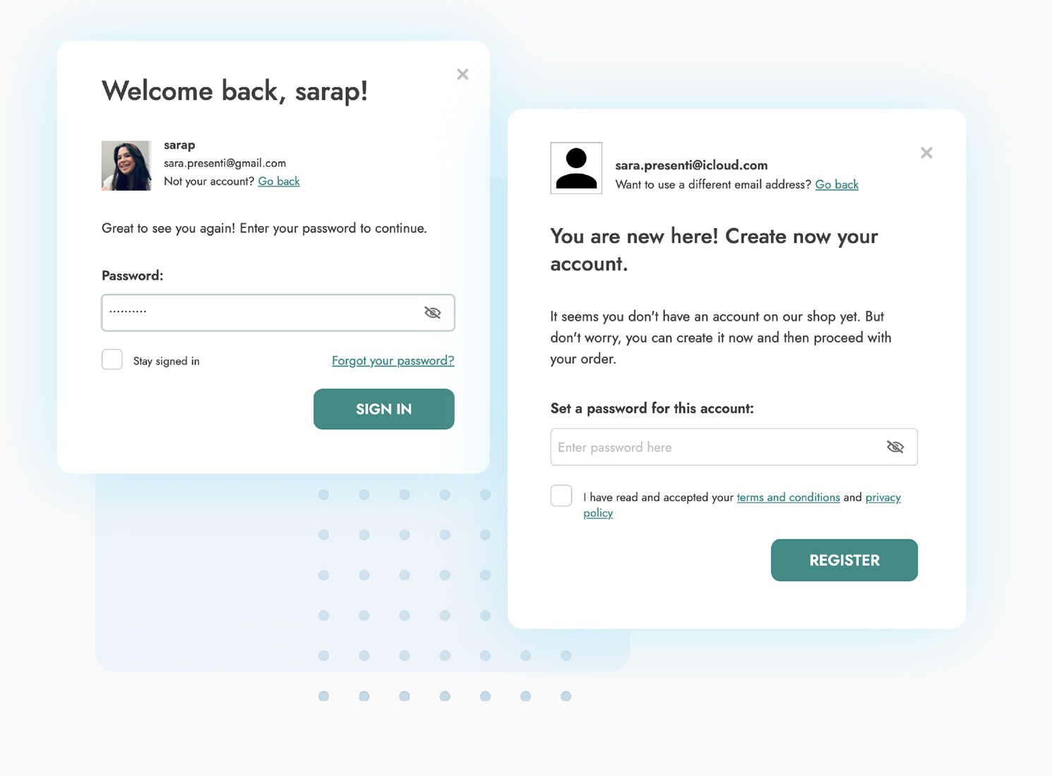 Login/register popup