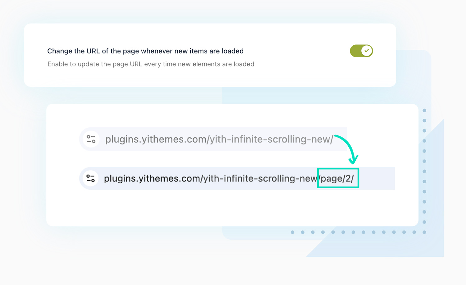 Automatically update page URL for infinite scrolling