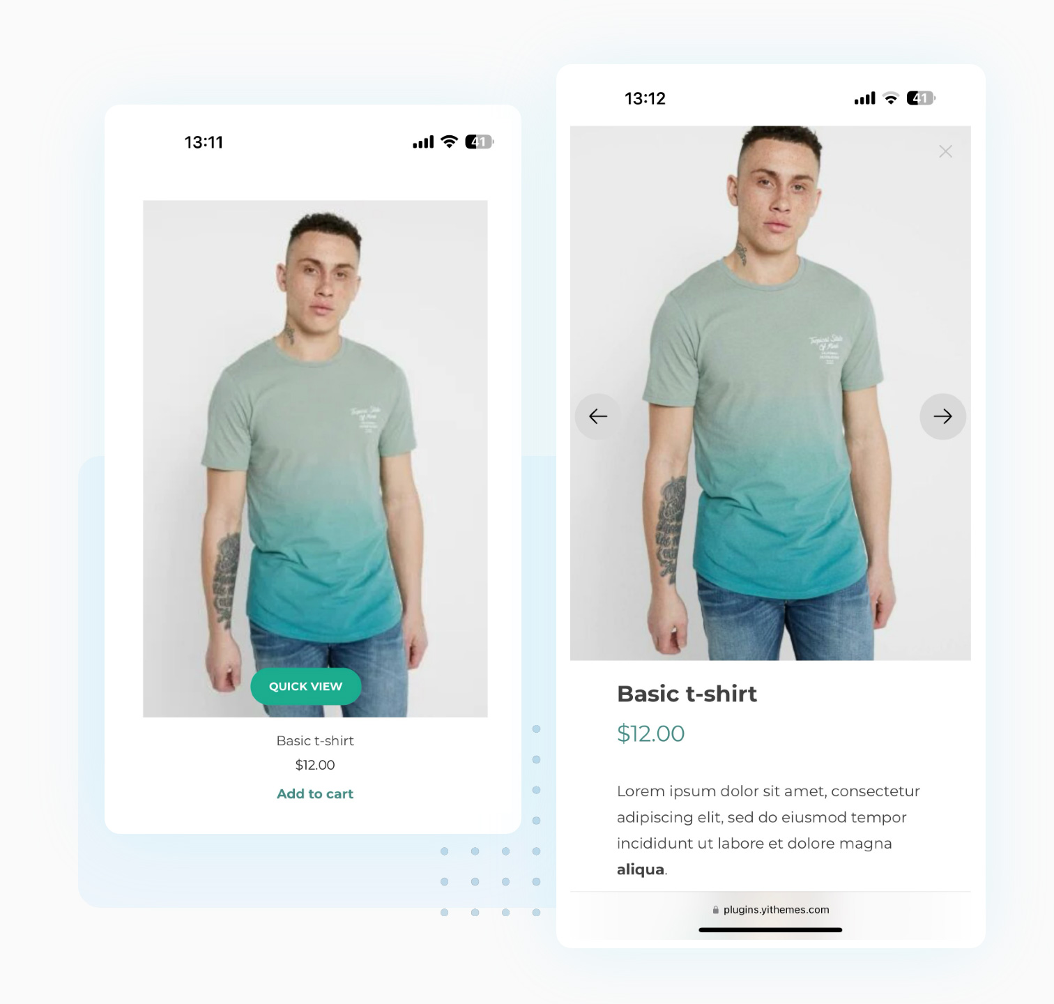 Quick view on mobile