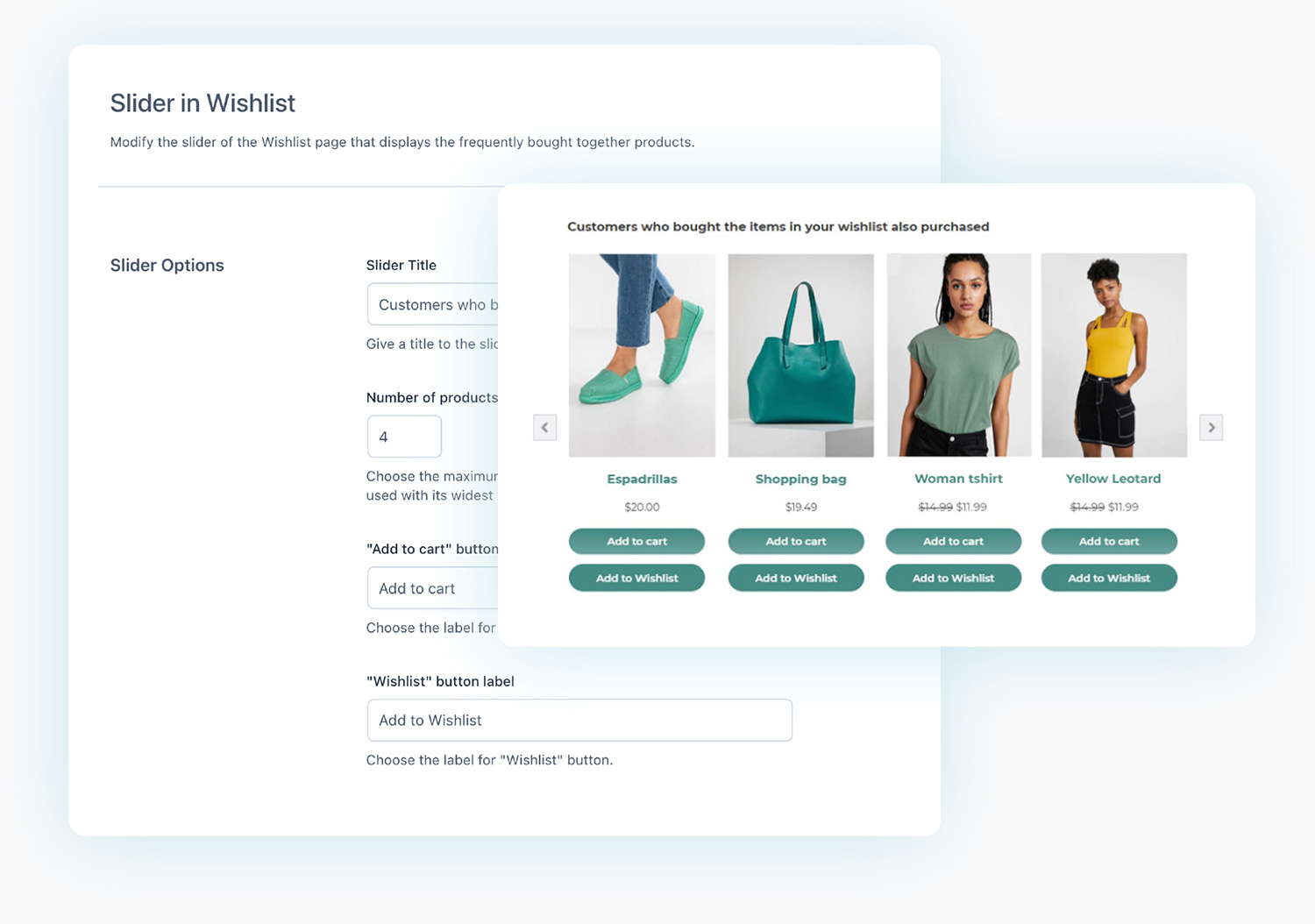 Frequently bought together and Wishlist integration