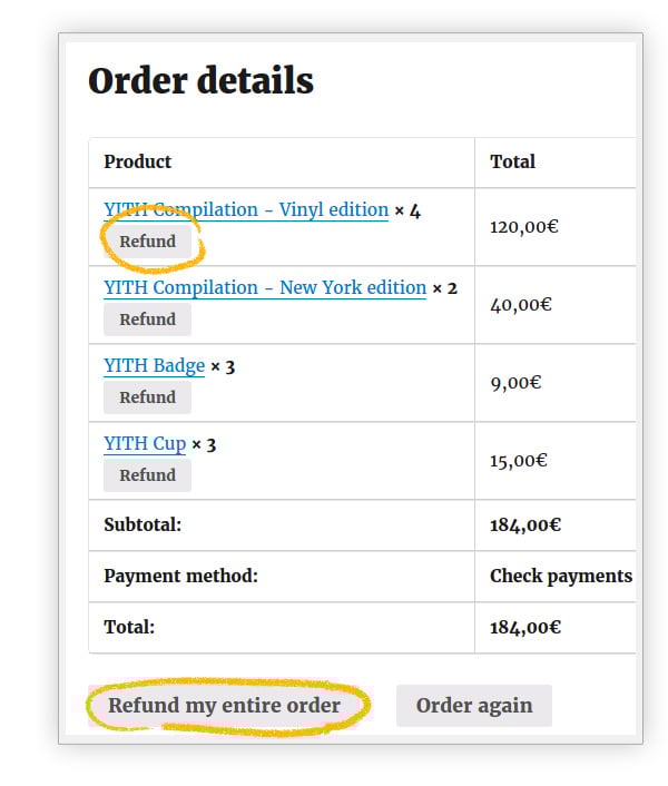 Allow refund on order or all order