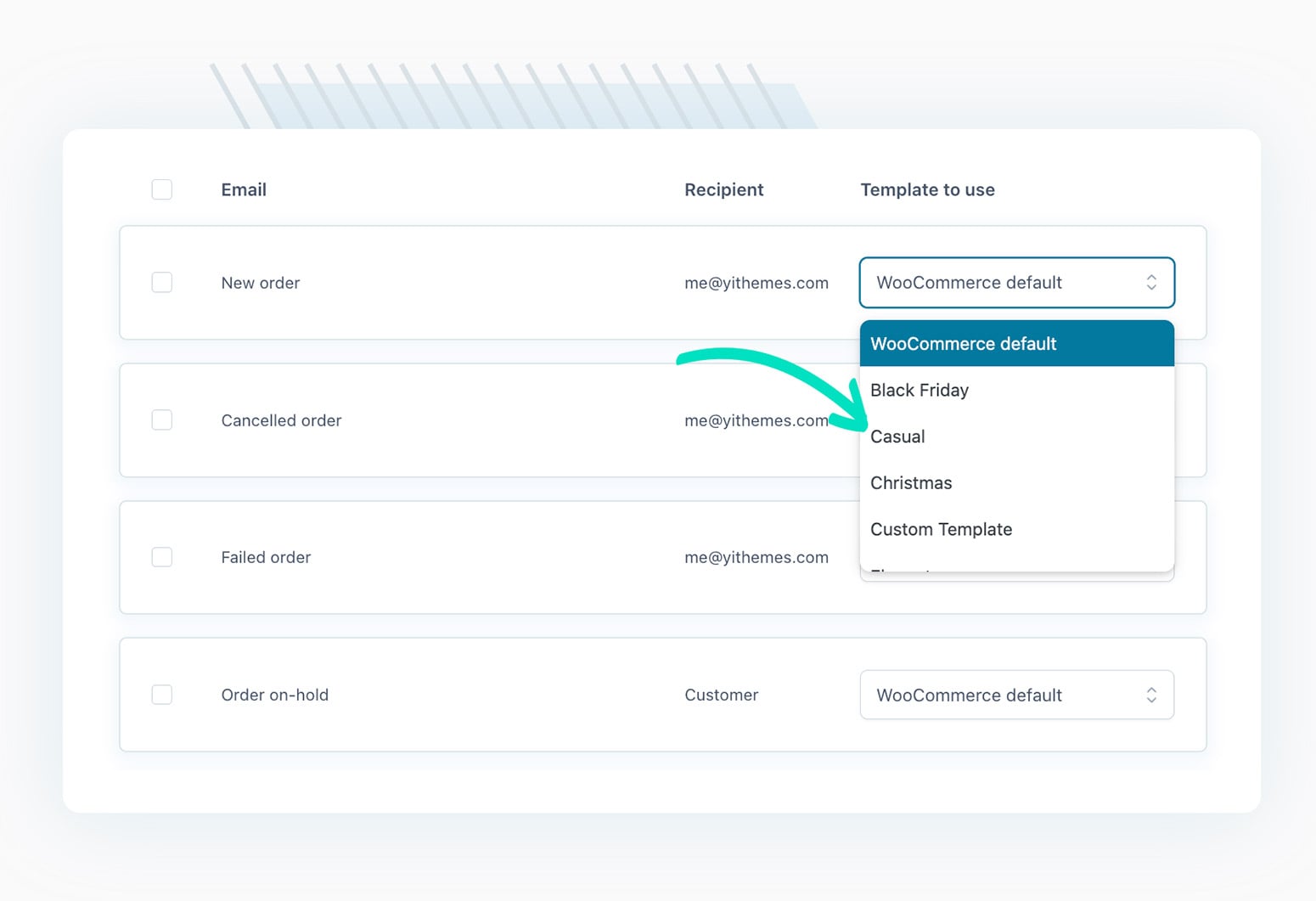 Assign template to emails