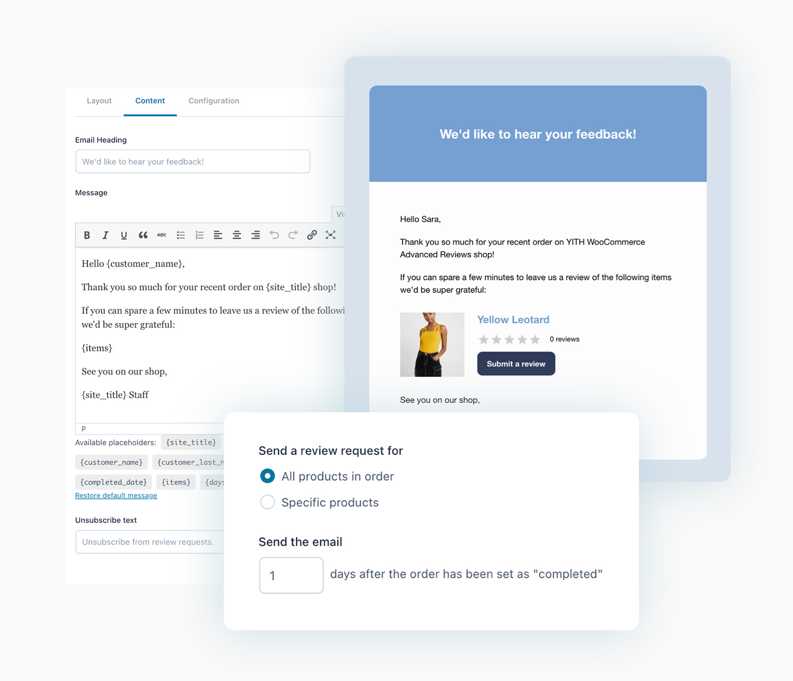 Review reminder emails