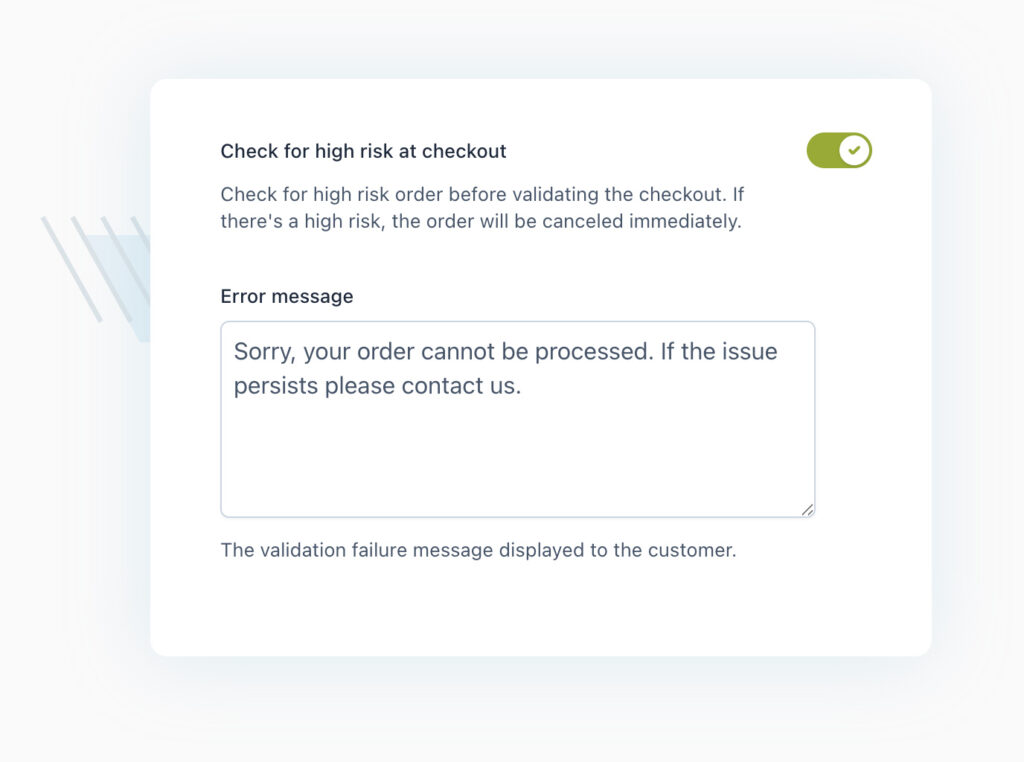 High risk at checkout