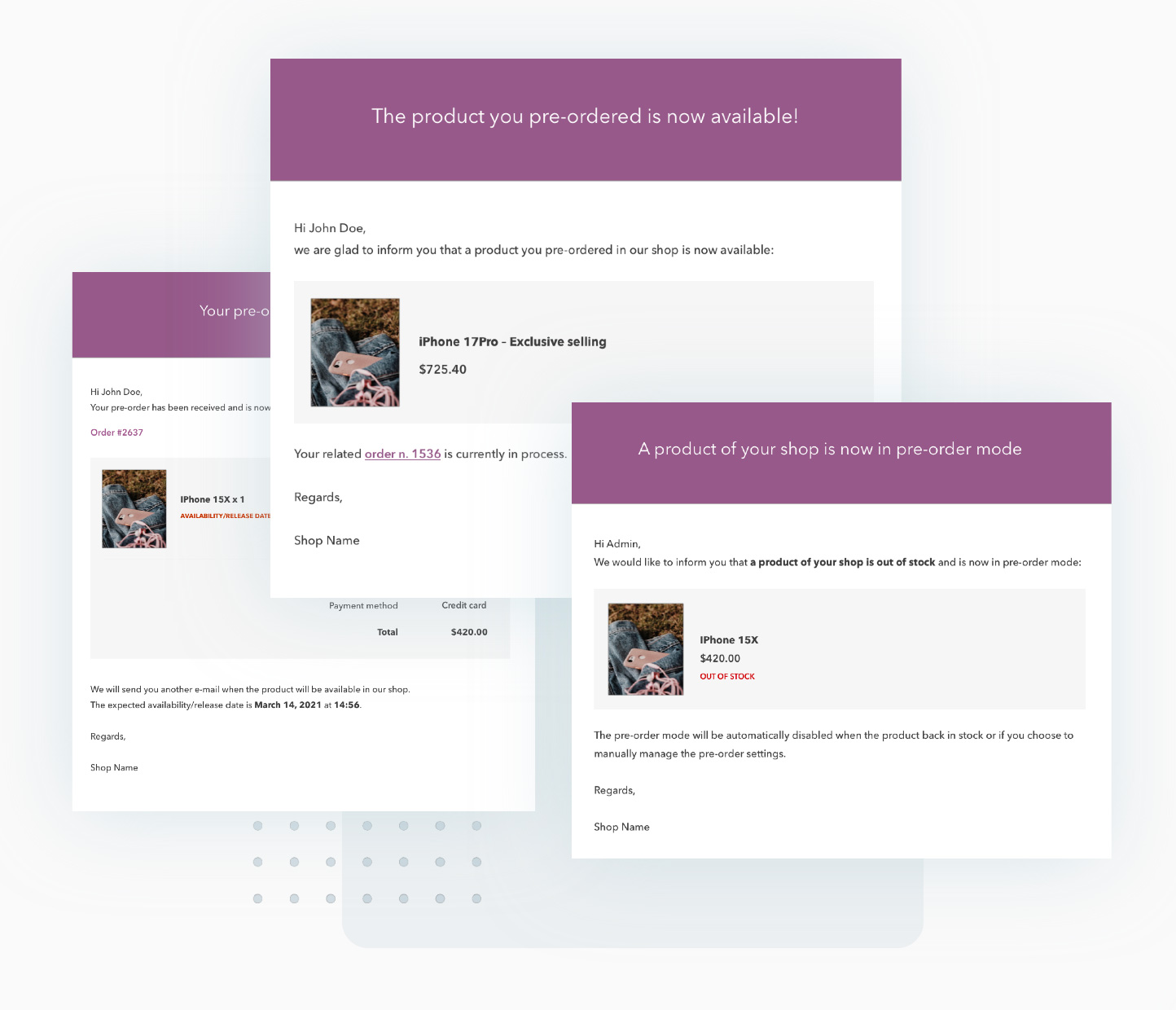 Pre-order email notifications
