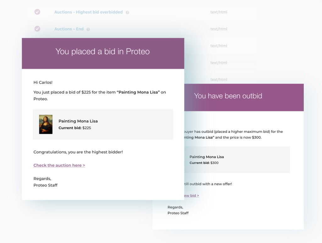 Auction notifications