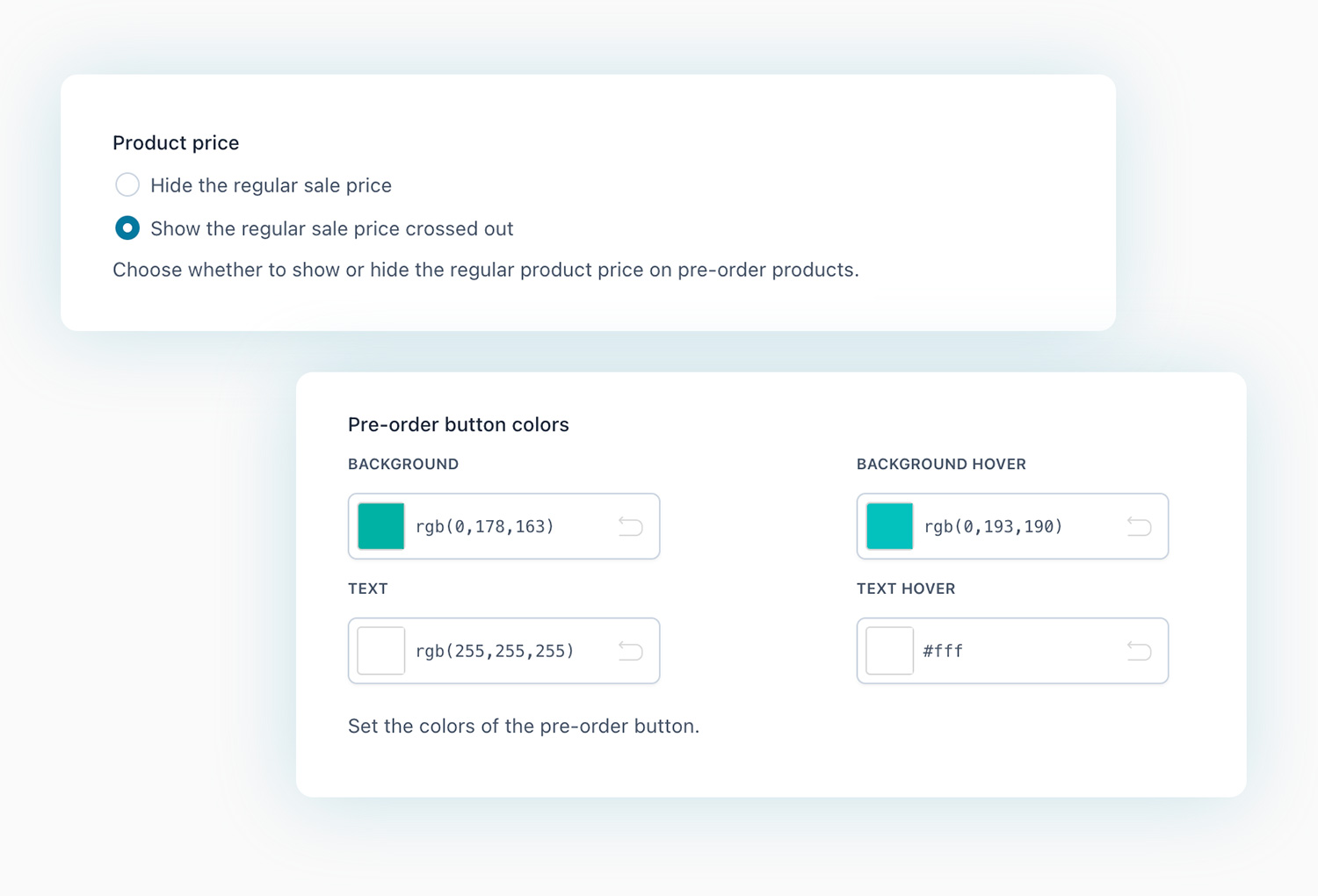 Pre-orde customization options