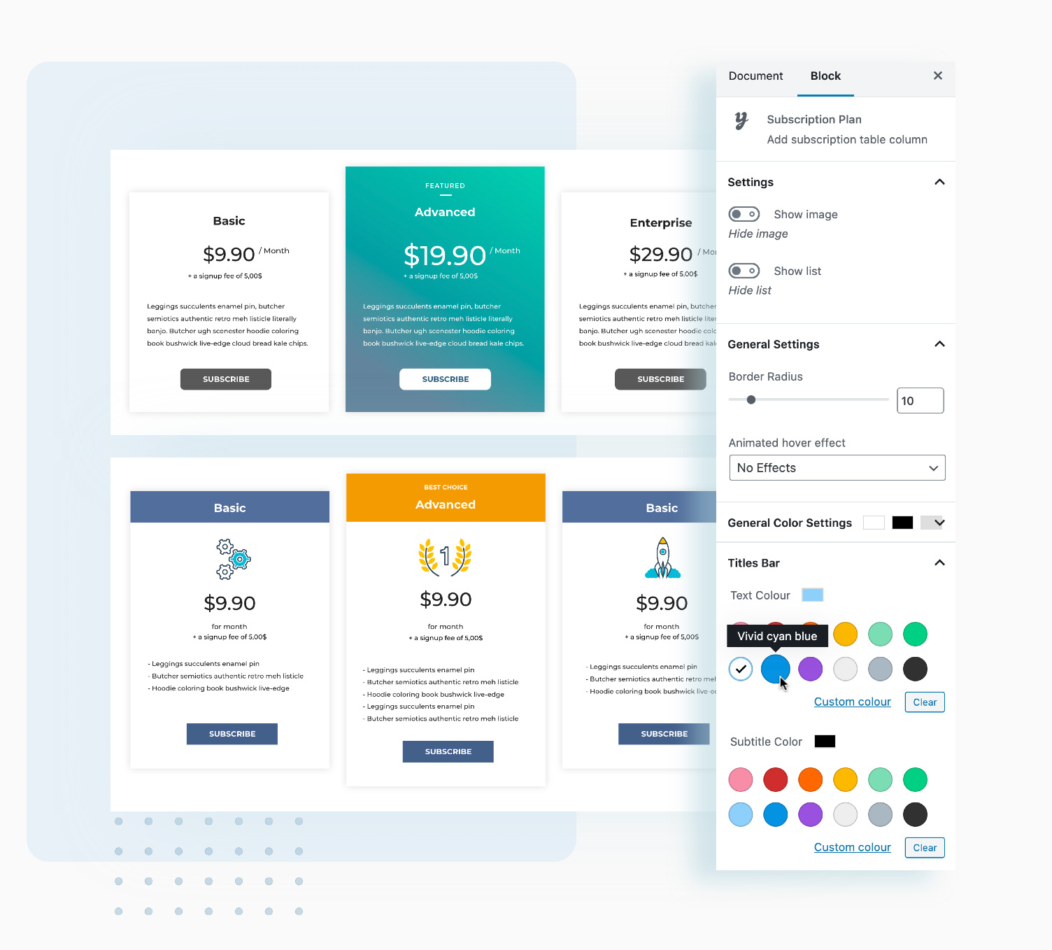 Create subscription plans