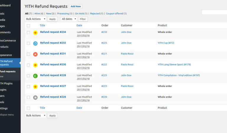 YITH Refund Requests