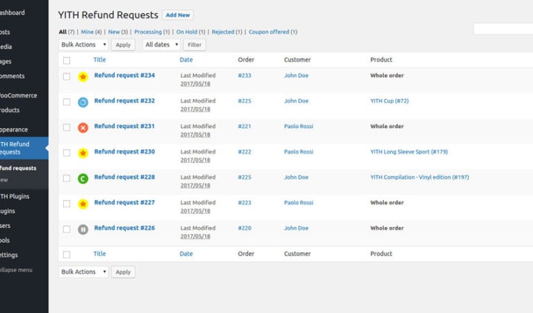 YITH Refund Requests