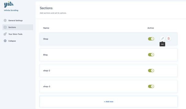 Add as many sections as you wish