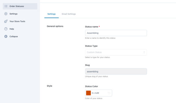 Custom status settings (1/3) - Text