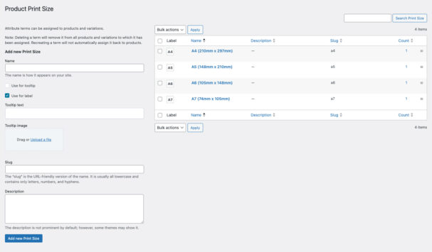Label swatch attributes