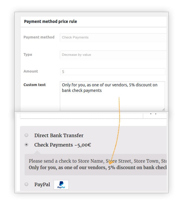 Custom text for payment method