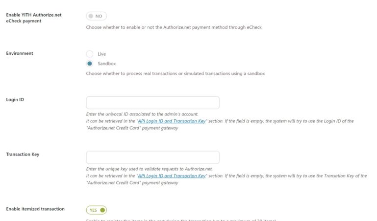Echeck payment settings 