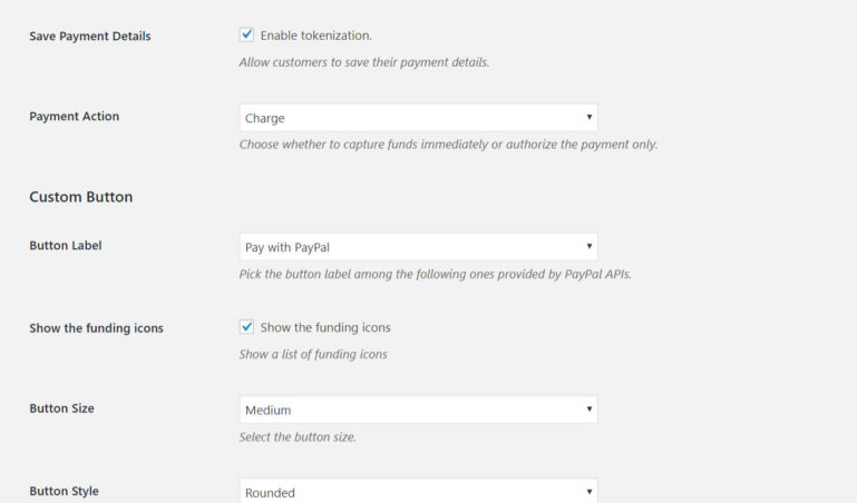 PayPal settings 2/2