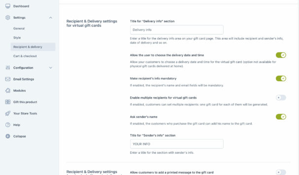 Recipient and delivery options (1/2)