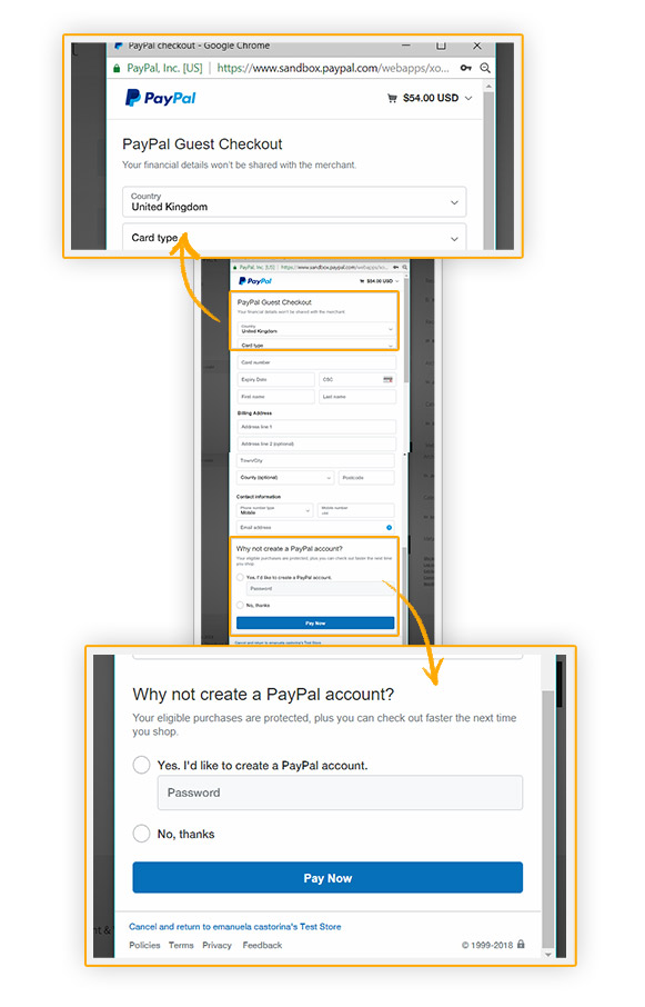 PayPal guest checkout