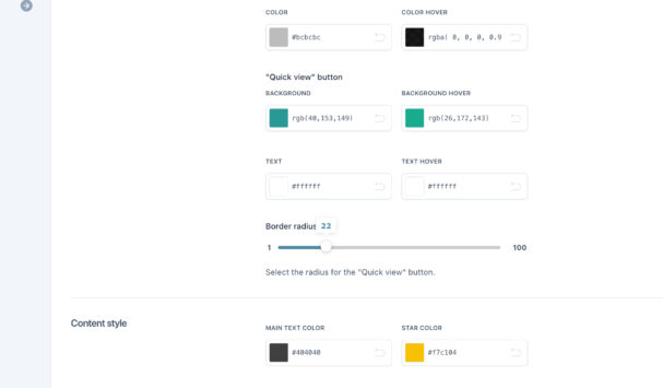 Customization options