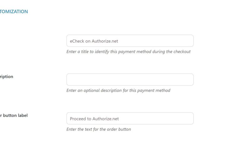Echeck payment settings - customization