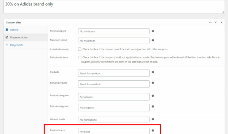 Brands restrictions in coupons