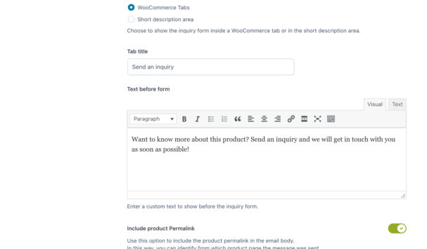 Inquiry form settings (2/2)