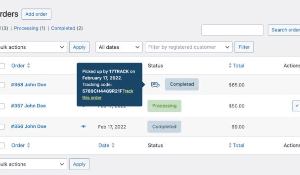 Tracking info in Orders table