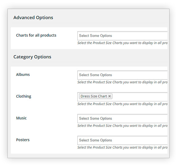 Assign charts to category products