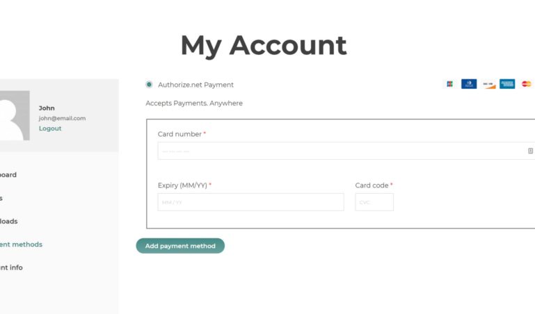 Add payment method in My Account