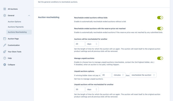 Auction rescheduling