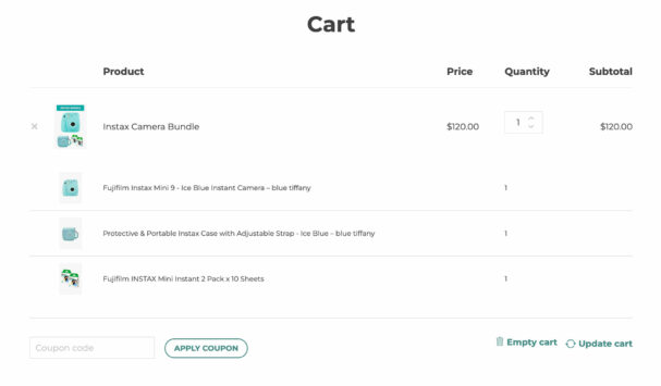Cart page