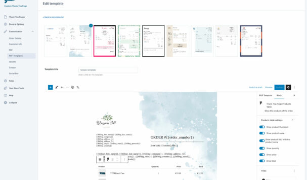 Choose and customize template