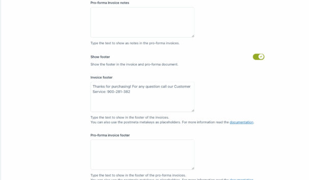 Default template settings invoice and proforma