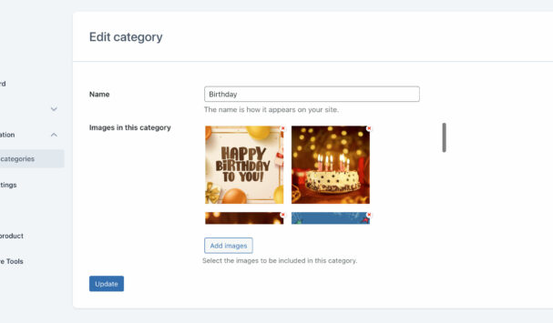 Edit gift card category